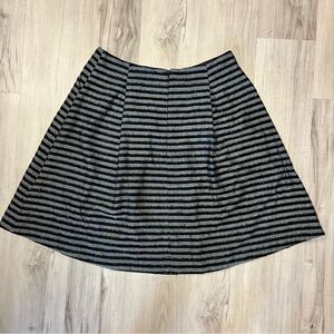 Topshop knee length circle skirt in black and silver stripes sparkly sz 12